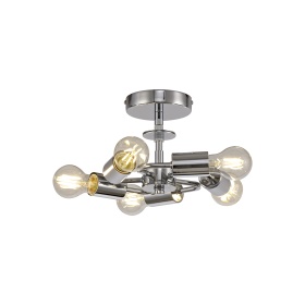 D0512  Baymont Drop Flush Ceiling 5 Light Polished Chrome